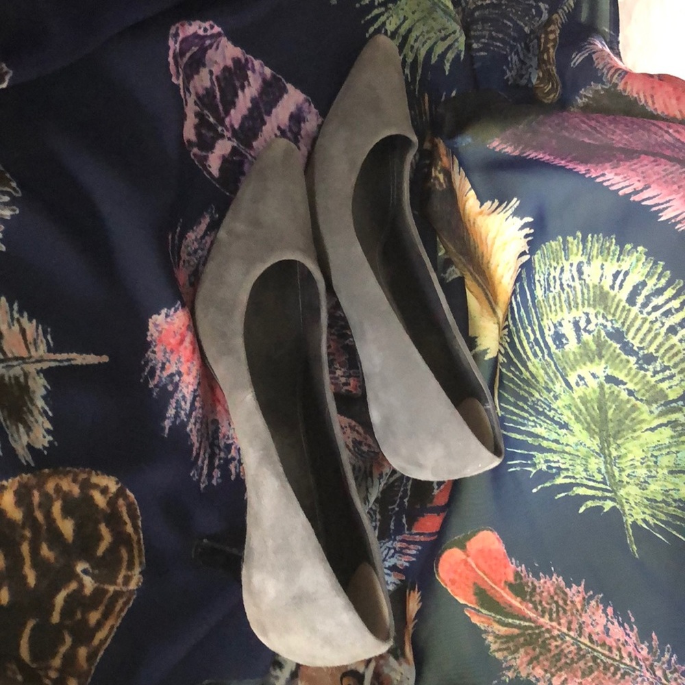 grey swede 3” heels